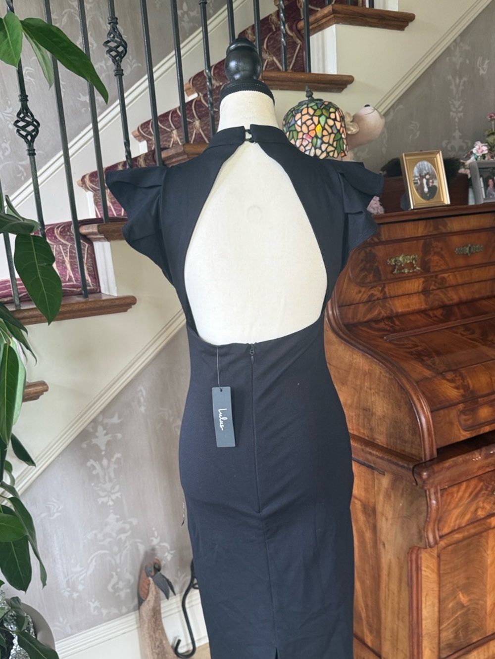 LULUS SCUBA FLUTTER SLEEVE dress small NWT black - Picture 13 of 13